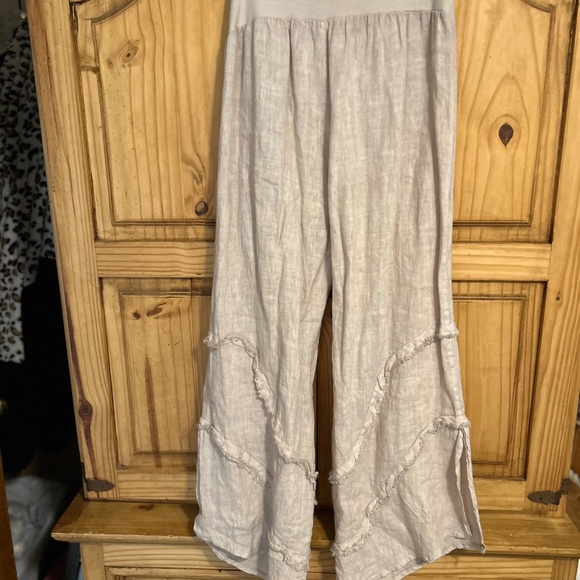 Made In Italy100% Linen Wide Leg Pants - Picture 5 of 9